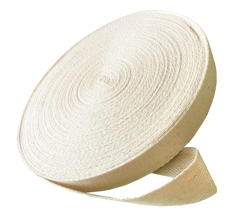 Abbaoww 50 Yards Cotton Twill Tape Ribbon 1 Inch, Soft Natural Webbing Tape Herringbone Tape for Sewing DIY Craft, Beige - Image 1